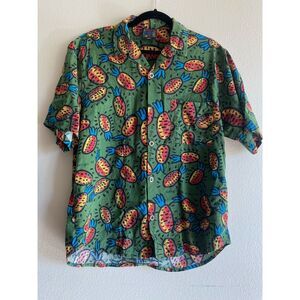 Big Head Designs Vintage Mens Button Up Short Sleeve Shirt Pineapples